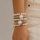 18k gold bow pearl beaded bracelet