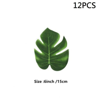 Artificial Tropical Palm Leaves For Hawaiian Luau Beach Birthday Jungle Party Wedding Home Table Decoration Accessories  Tropical Leaves with Stems Jungle Leaves Decorations for Hawaiian Luau Party Beach Baby Shower Wedding Birthday Decorations