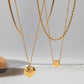 18K gold double chain with heart/star design exquisite simple necklace