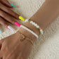 18k gold bow pearl beaded bracelet