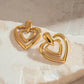 18K gold double-layer heart with hollow design simple and elegant earrings