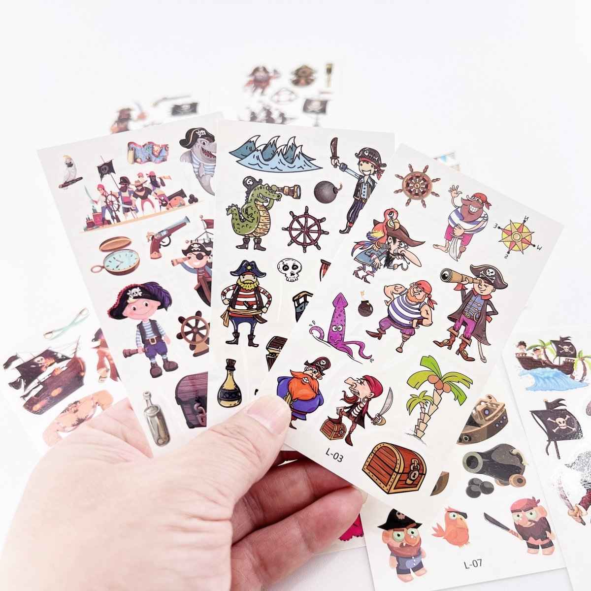 Cartoon Pirate Temporary Tattoos – 10 Sheets