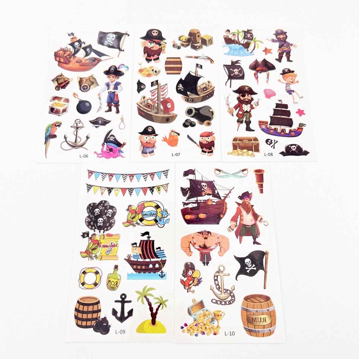 Cartoon Pirate Temporary Tattoos – 10 Sheets
