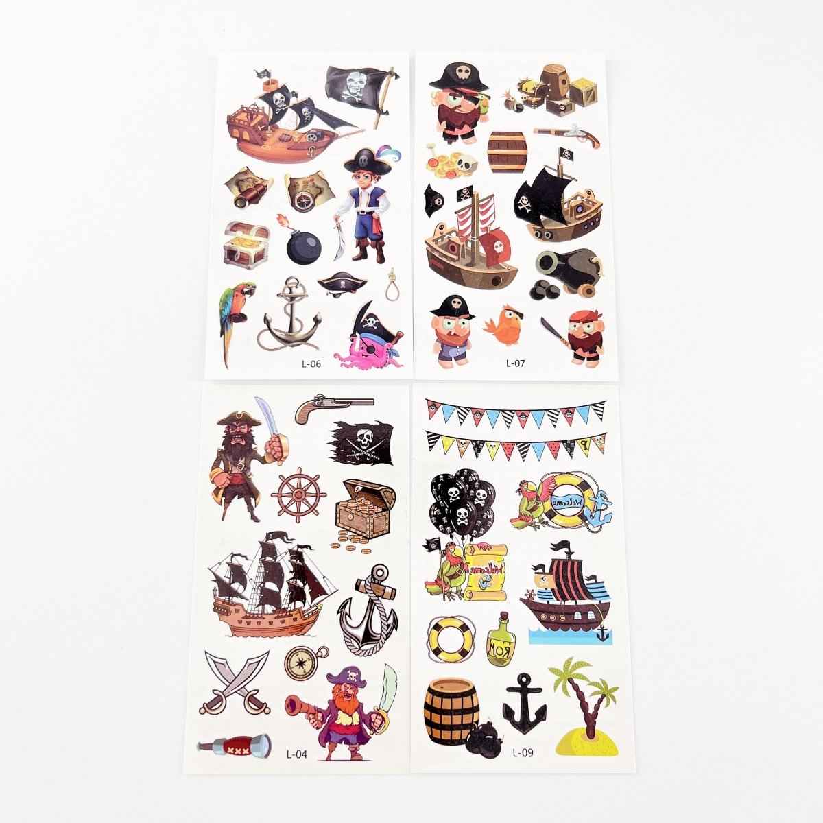 Cartoon Pirate Temporary Tattoos – 10 Sheets