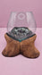 Carved Wooden Hand and Molten Glass Terrarium