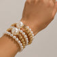 18k gold bow pearl beaded bracelet