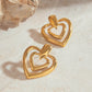 18K gold double-layer heart with hollow design simple and elegant earrings