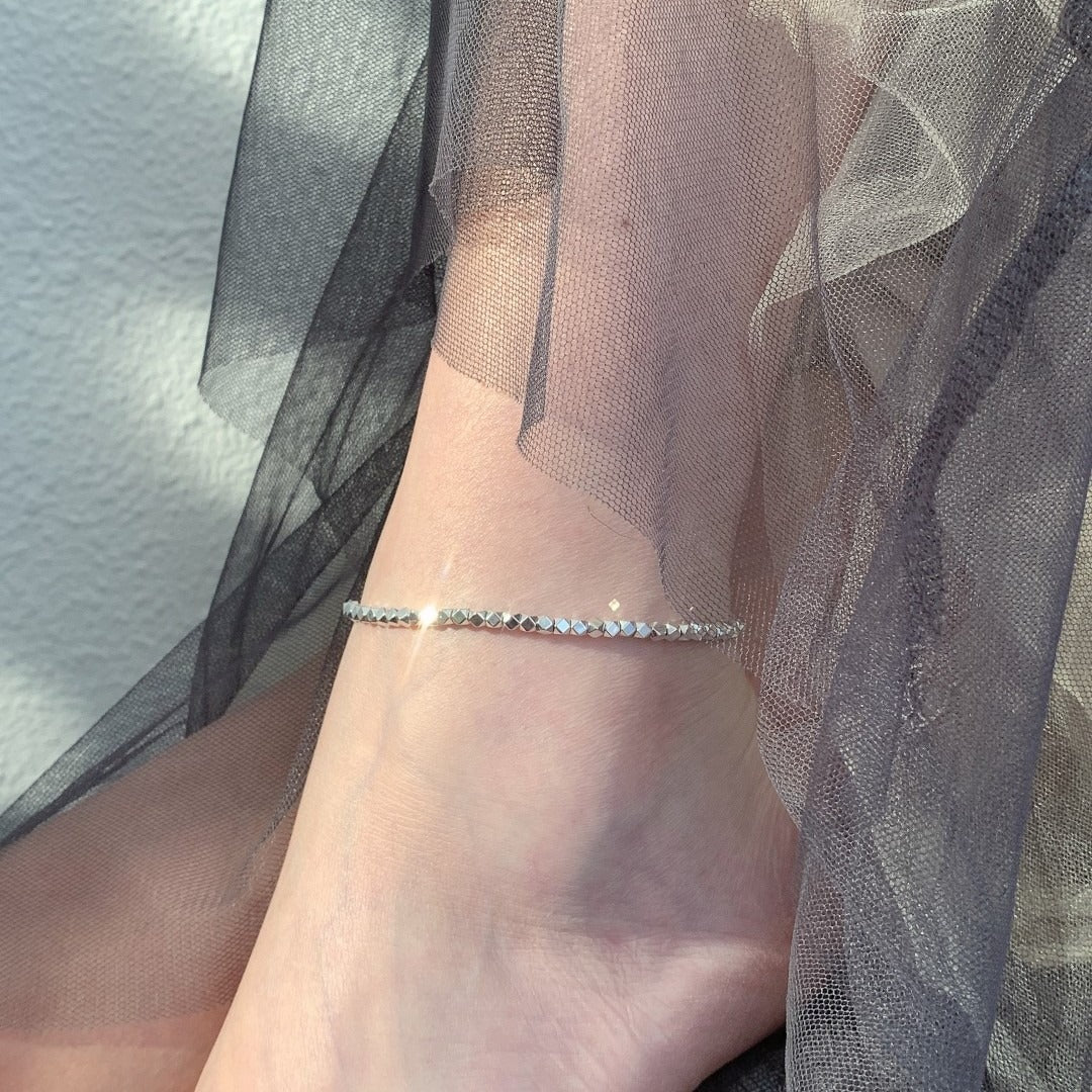 Light luxury 18K gold and silver anklet
