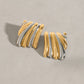 18K gold geometric shape with gold and silver color matching design classic personality earrings