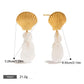 18K gold shell-shaped earrings with round tassel design