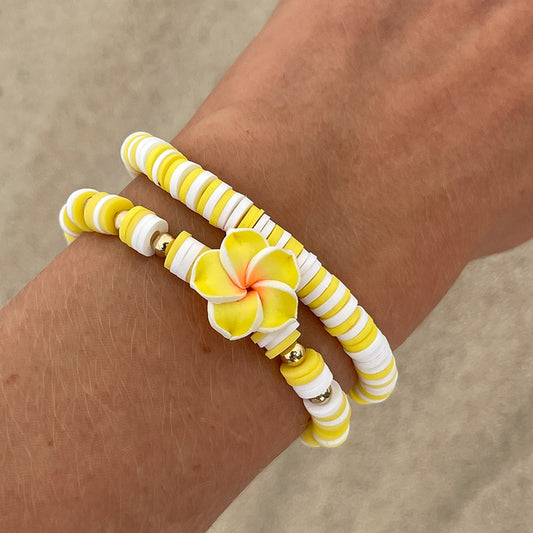 Bohemian Clay Flower Stretch Bracelet
