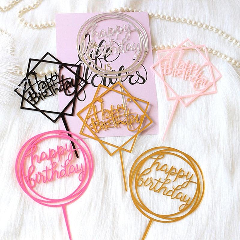 Happy Birthday Cake Topper Gold Cake Topper Acrylic Cake Topper Happy Birthday Cake Topper Cake Decoration Acrylic Letter Cake Toppers Party Supplies Happy Birthday Black Cake Decorations