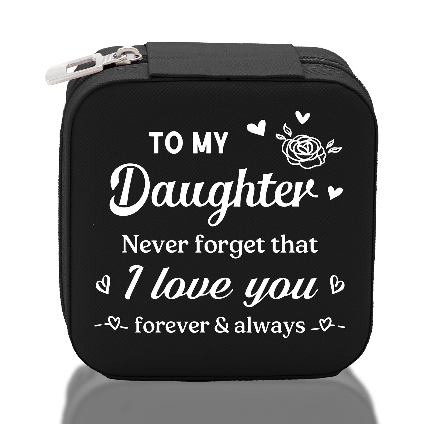 To My Daughter Never Forget That I Love You Forever & Always Cotton Canvas Tote Bag Birthday Gift From Mother to Daughter Jewelry Box Gift