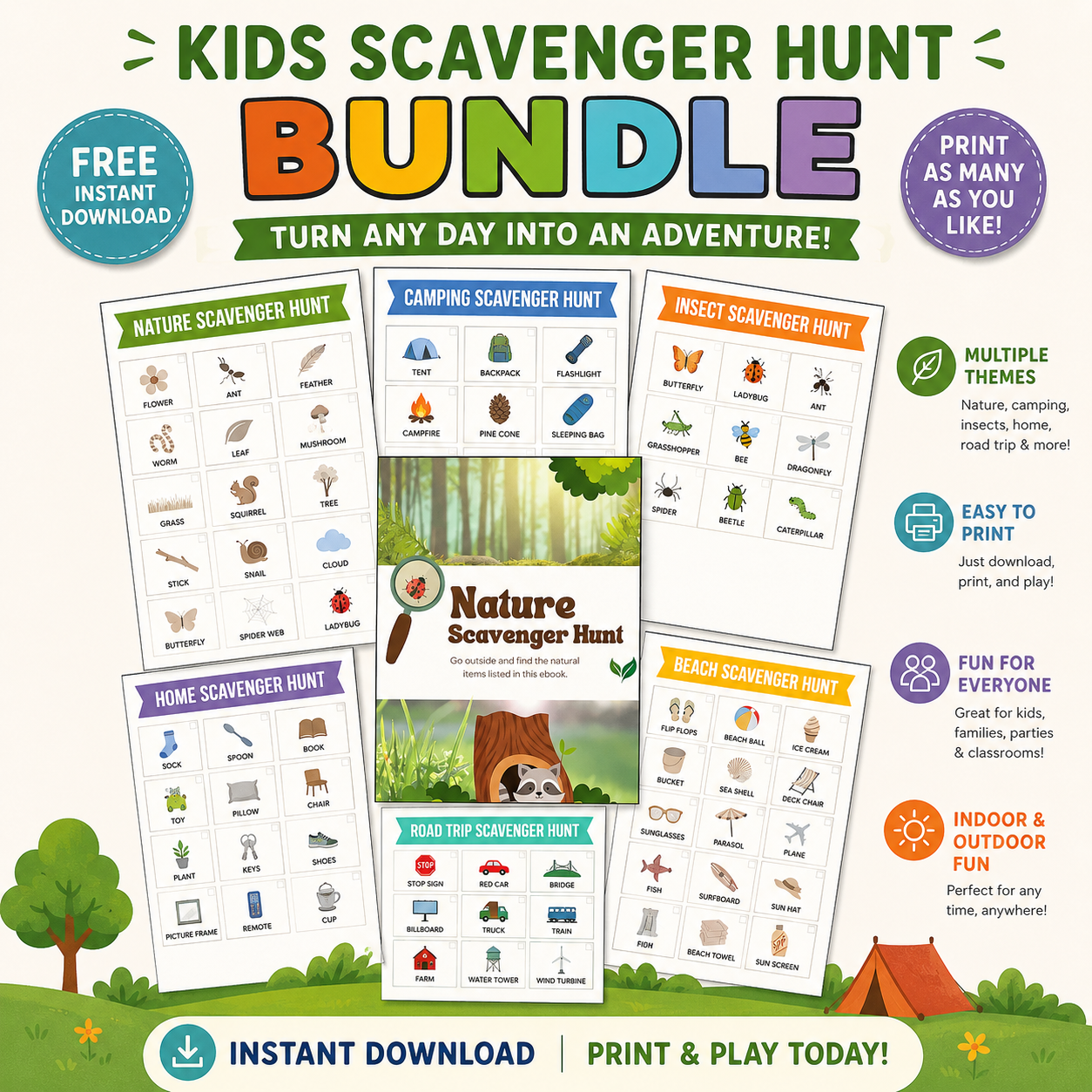 Kids Scavenger Hunt Bundle – Free Printable Activities