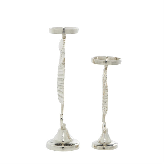 Silver Aluminum Seahorse Candle Holders