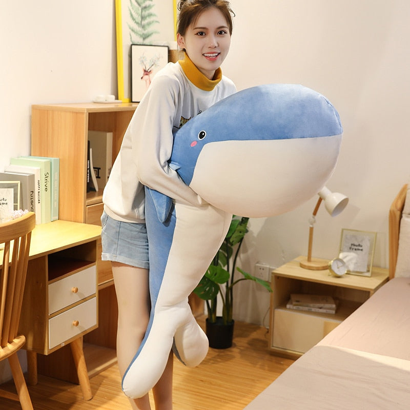 Giant Size Plush Sea Animal Blue/ Gray Whale Soft Toy Stuffed Animal Mermaid Quake