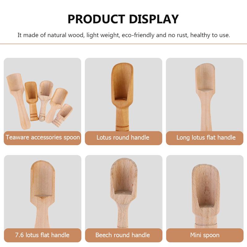 5pcs Wooden Handle Small Scoops
