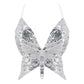 Y2k Butterfly Sequin Crop Top Backless V Neck - Mermaid Quake