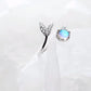 925 Sterling Silver Cute tail moonstone Adjustable Ring Fine Jewelry