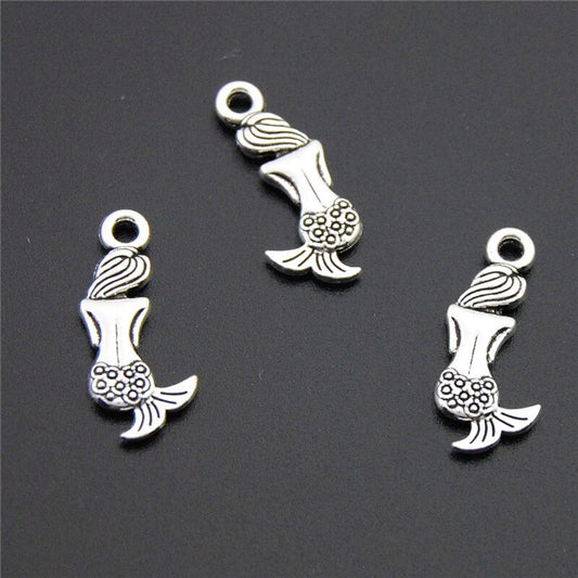 50PCS  Silver Color Beautiful Little Mermaid Charms For Jewelry Making - Mermaid Quake