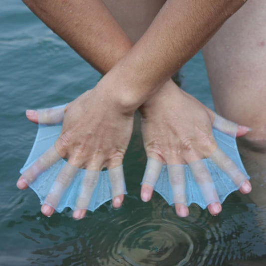 1Pair Silicone Swimming Hand Fins  / Flippers  Finger Webbed Gloves - Mermaid Quake