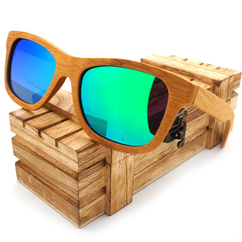 100% Natural Bamboo Wooden Sunglasses Polarized Mirror Coating