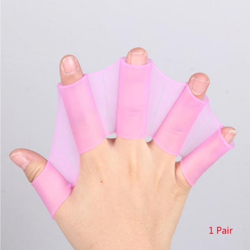 1Pair Silicone Swimming Hand Fins  / Flippers  Finger Webbed Gloves - Mermaid Quake