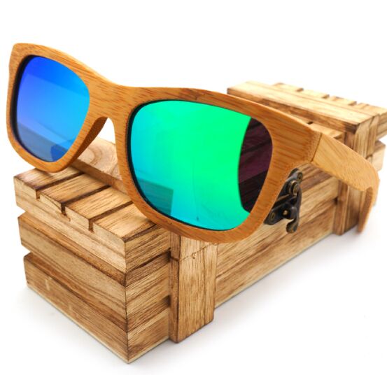 100% Natural Bamboo Wooden Sunglasses Polarized Mirror Coating - Mermaid Quake