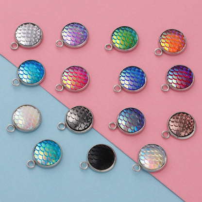 Stainless Steel Mermaid Scale Charms  15colors  12mm 12pcs/lot - Mermaid Quake