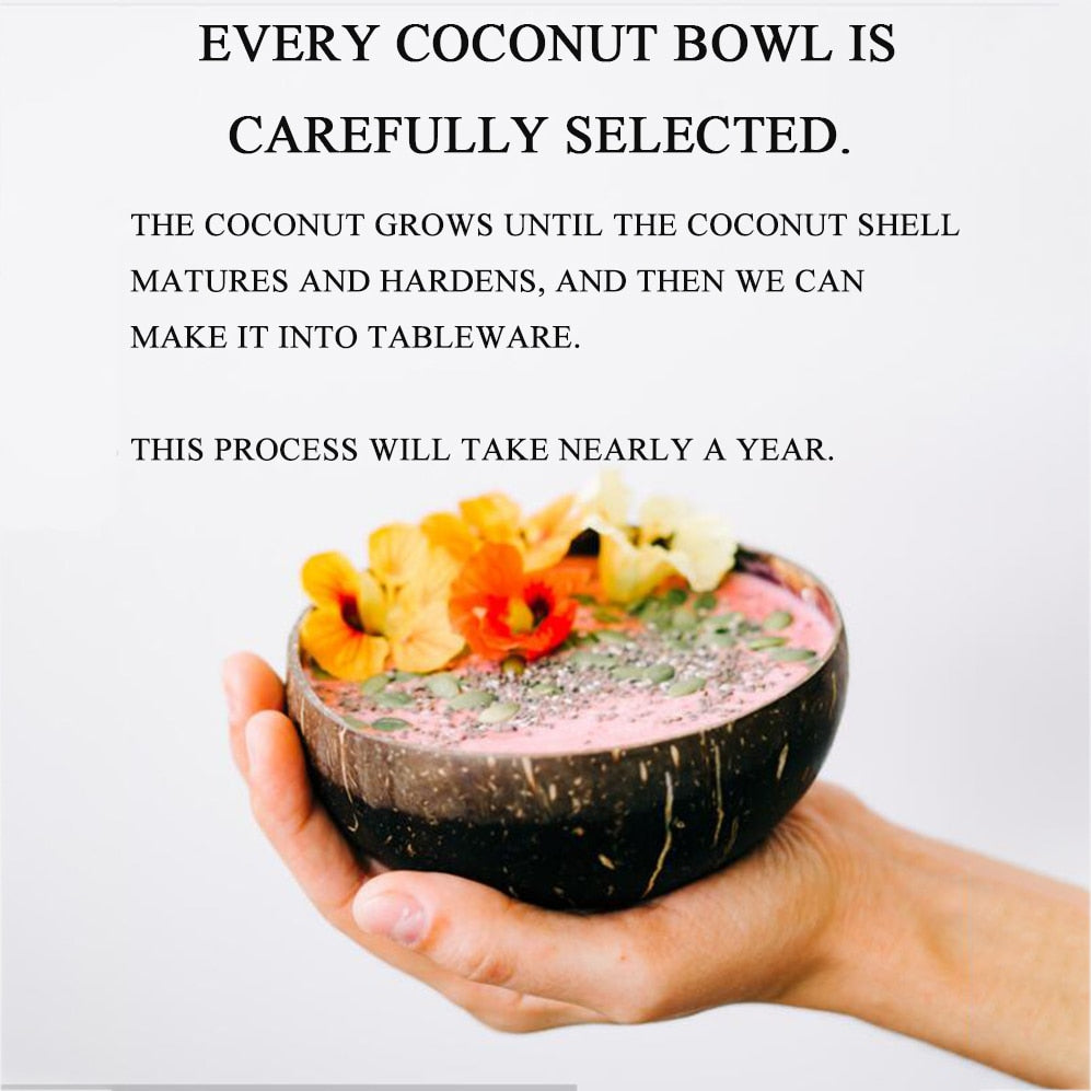 Natural Coconut Bowl and Spoon Set - Mermaid Quake