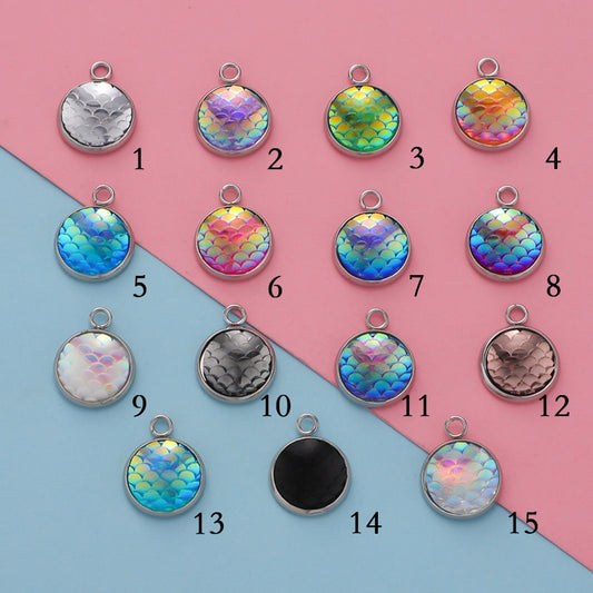 Stainless Steel Mermaid Scale Charms  15colors  12mm 12pcs/lot - Mermaid Quake
