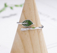 Small fresh green leaf adjustable ring - Mermaid Quake